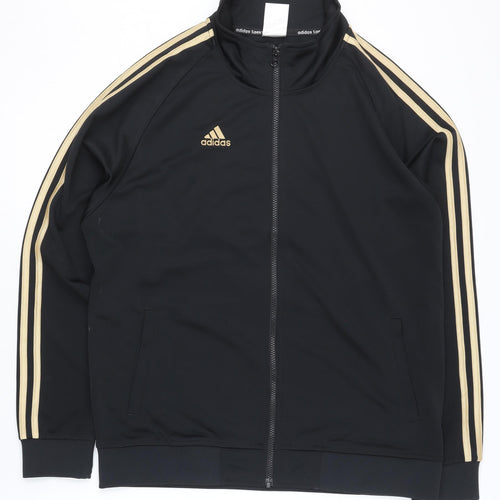 Adidas Men’s Black L Track Jacket Gold Stripes Full Zip Sportswear