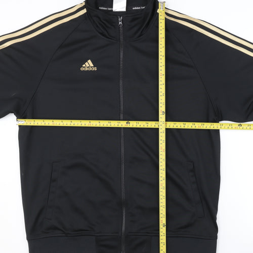 Adidas Men’s Black L Track Jacket Gold Stripes Full Zip Sportswear