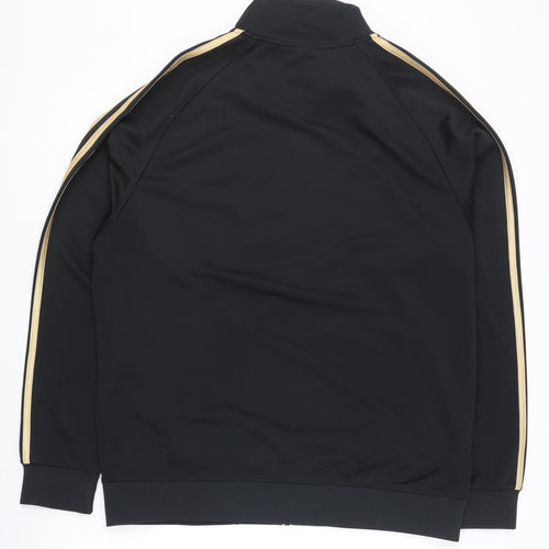 Adidas Men’s Black L Track Jacket Gold Stripes Full Zip Sportswear