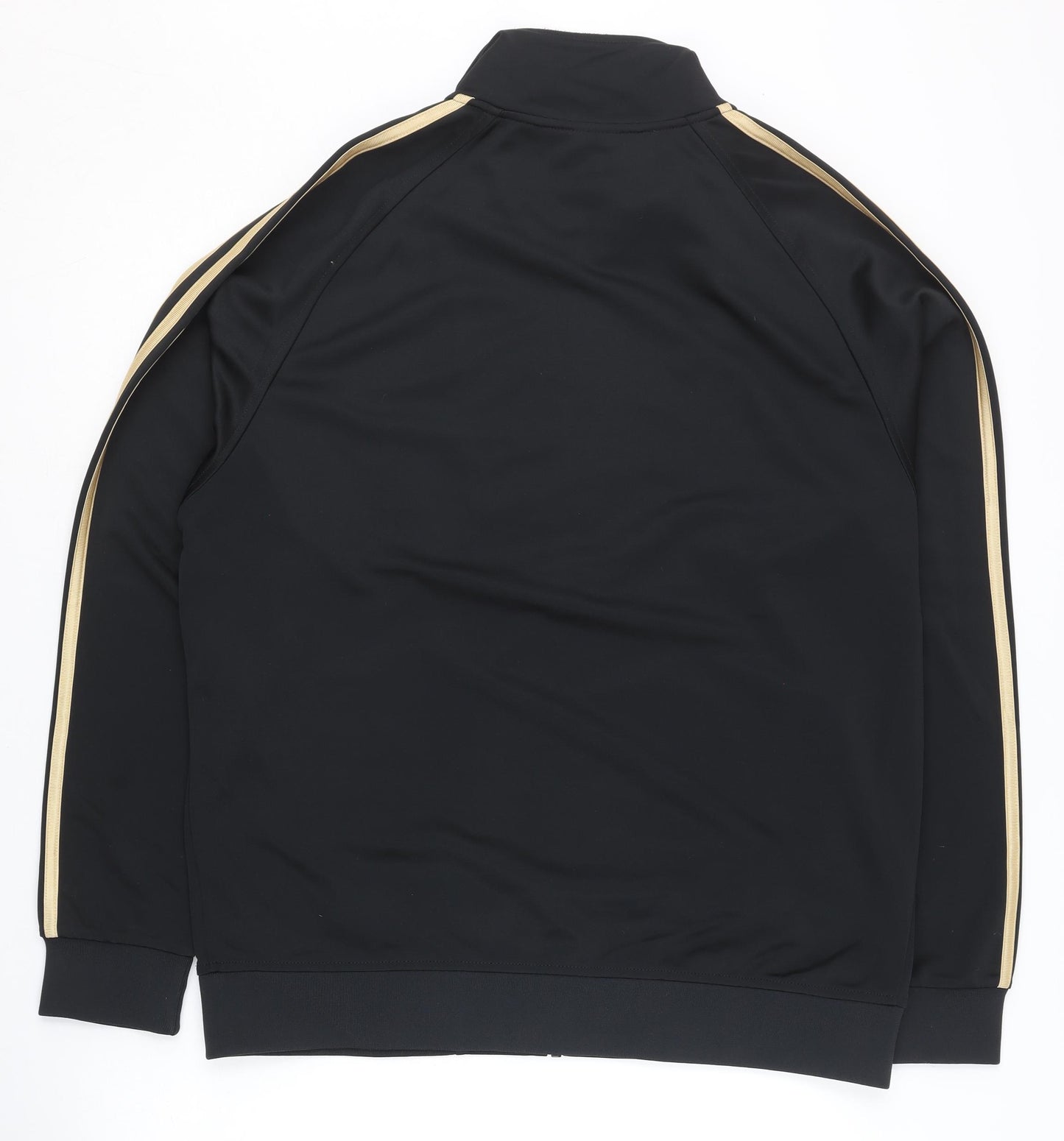 Adidas Men’s Black L Track Jacket Gold Stripes Full Zip Sportswear