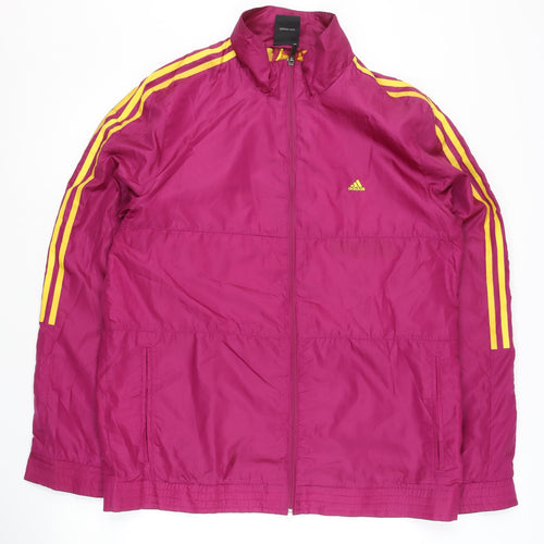 Adidas Men’s Pink Yellow Stripe XL Track Jacket Full Zip Polyester