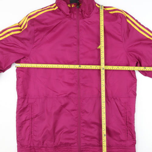 Adidas Men’s Pink Yellow Stripe XL Track Jacket Full Zip Polyester
