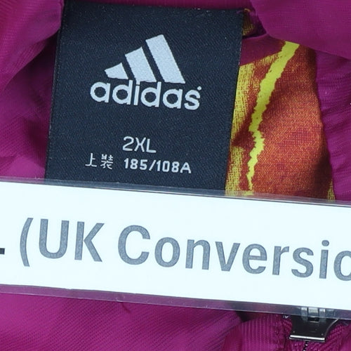 Adidas Men’s Pink Yellow Stripe XL Track Jacket Full Zip Polyester