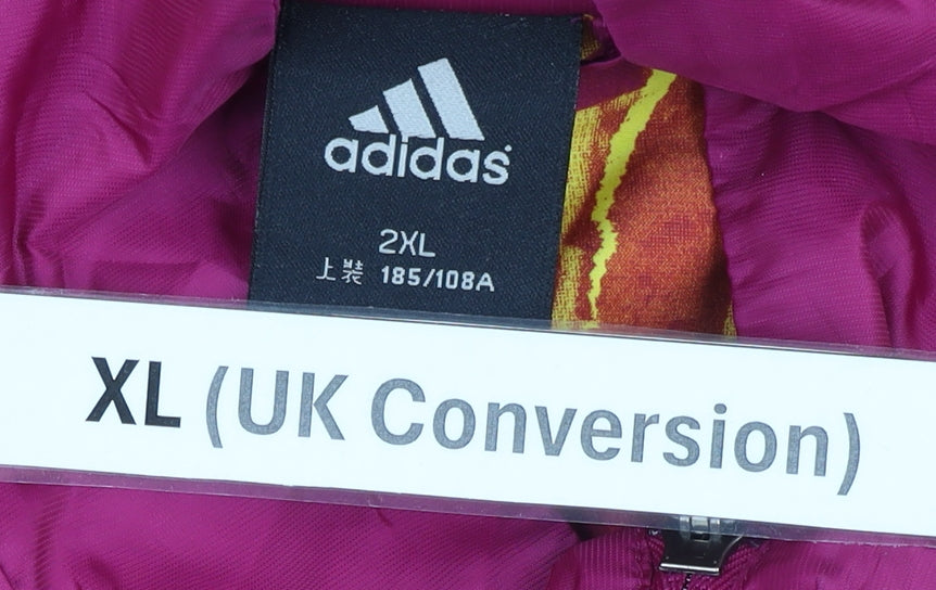 Adidas Men’s Pink Yellow Stripe XL Track Jacket Full Zip Polyester