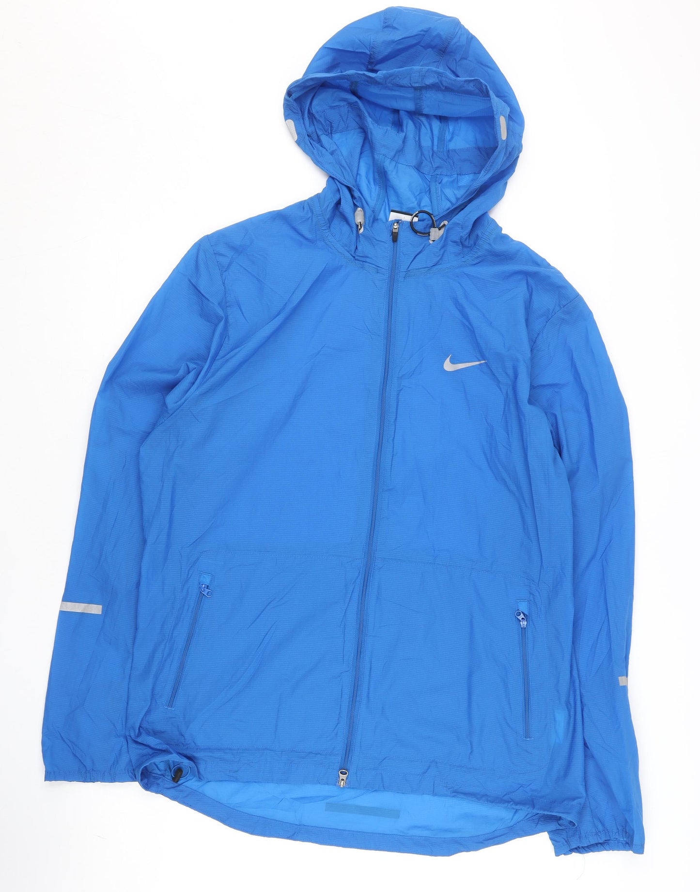 Nike Mens Blue XL Windbreaker Running Jacket Hooded Lightweight