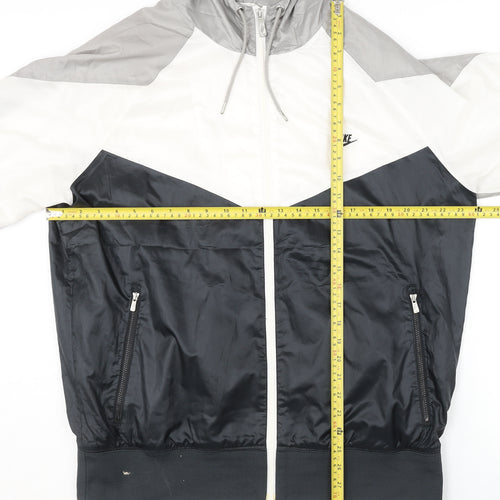 Nike Men's Black L Windbreaker Jacket Hooded Full Zip Colourblock