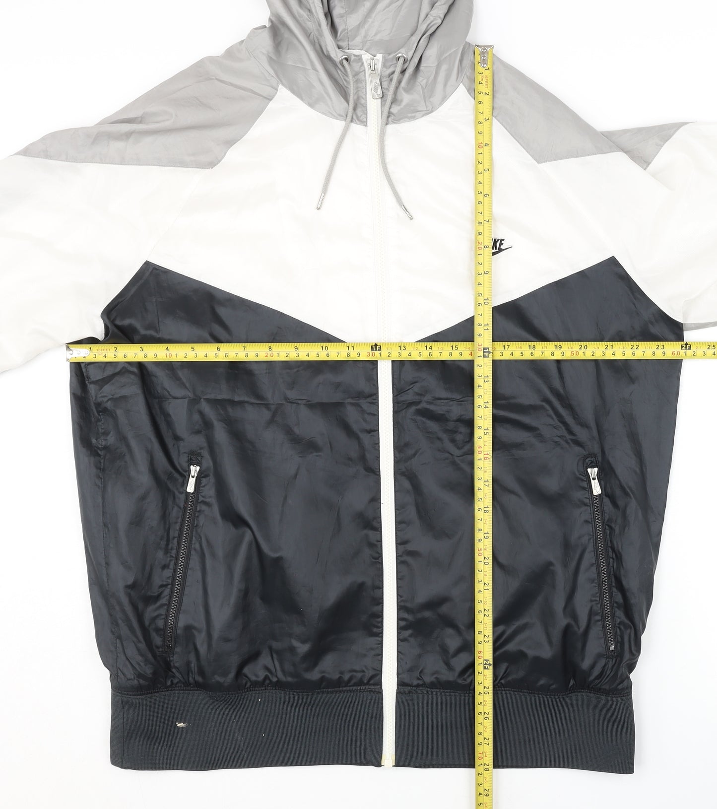 Nike Men's Black L Windbreaker Jacket Hooded Full Zip Colourblock