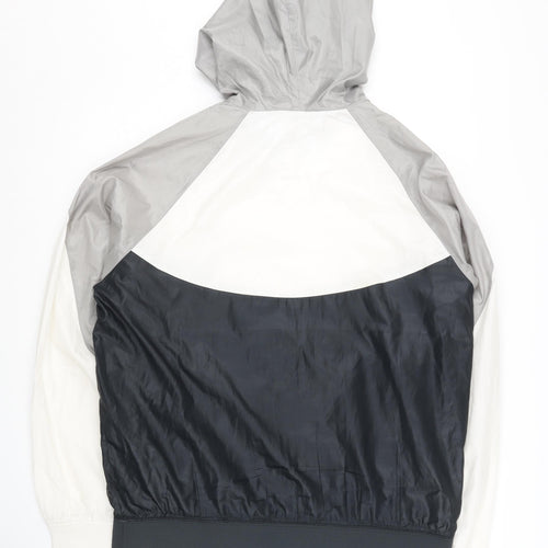 Nike Men's Black L Windbreaker Jacket Hooded Full Zip Colourblock