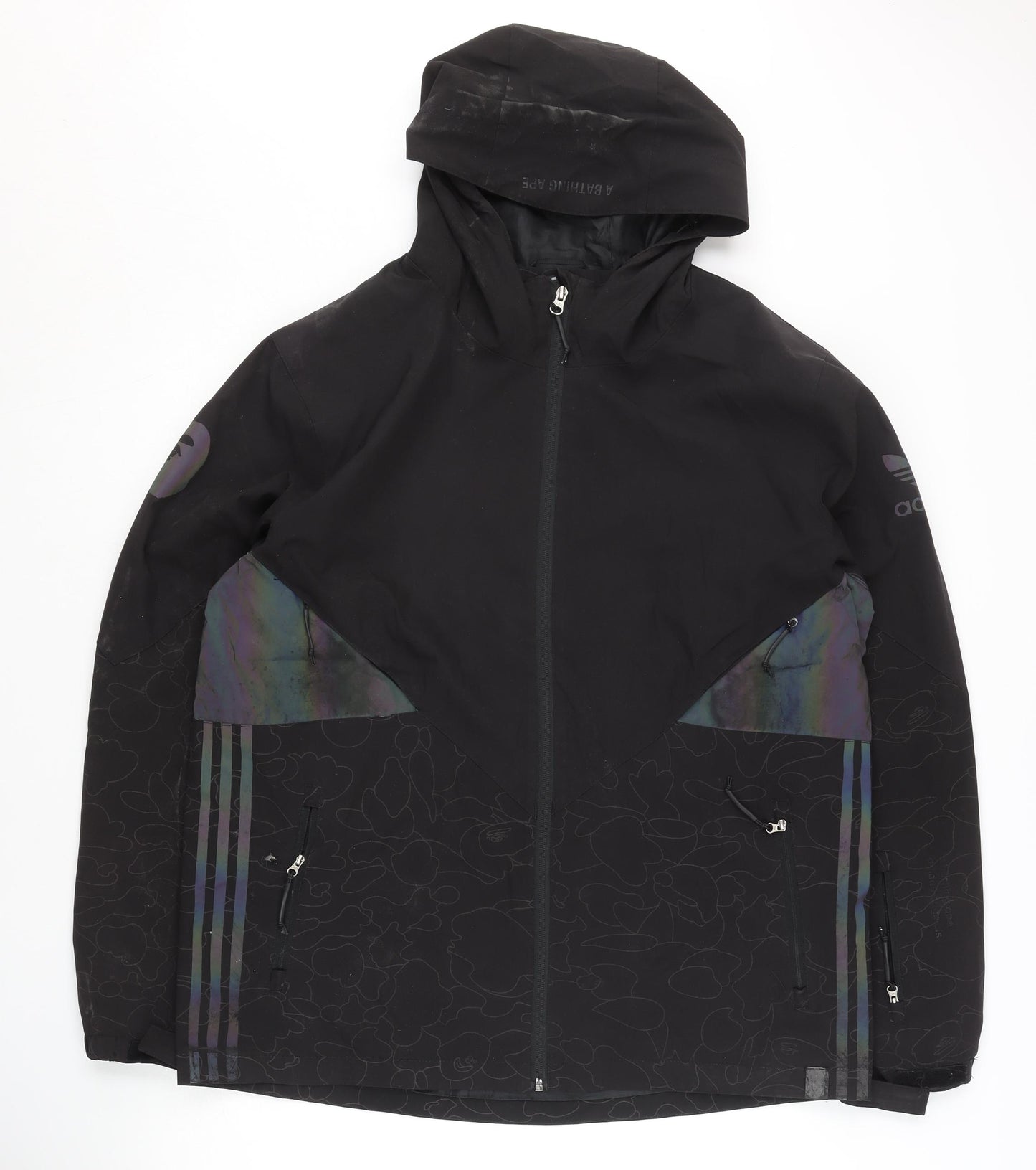 A Bathing Ape x Adidas Men’s Black L Windbreaker Jacket Hooded