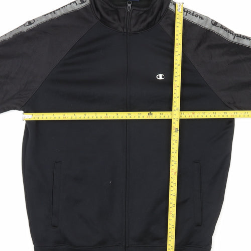 Champion Men’s Black Medium Track Jacket Full Zip Logo Sports