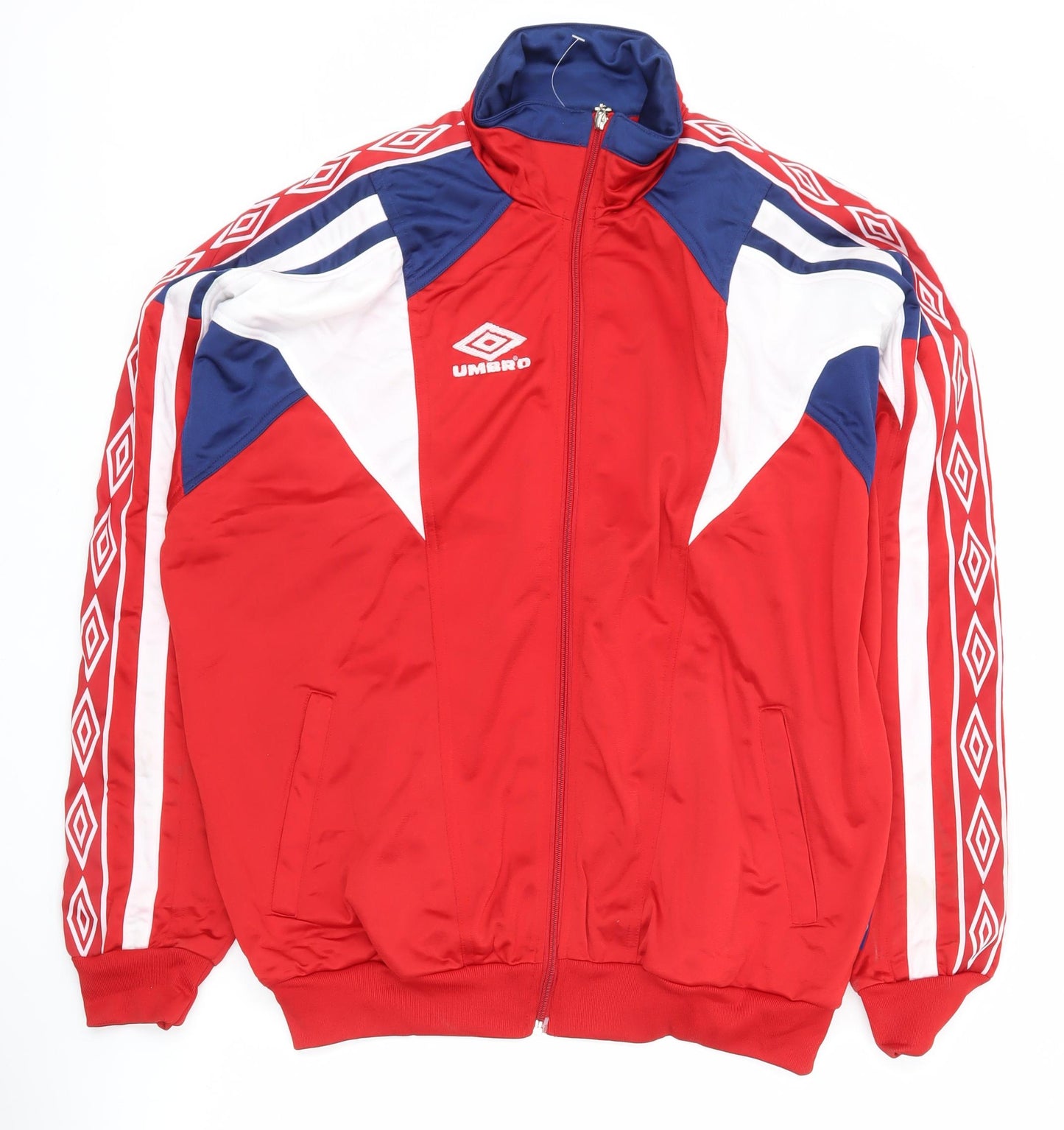 Umbro Men's Red Track Jacket L Football Colourblock Polyester