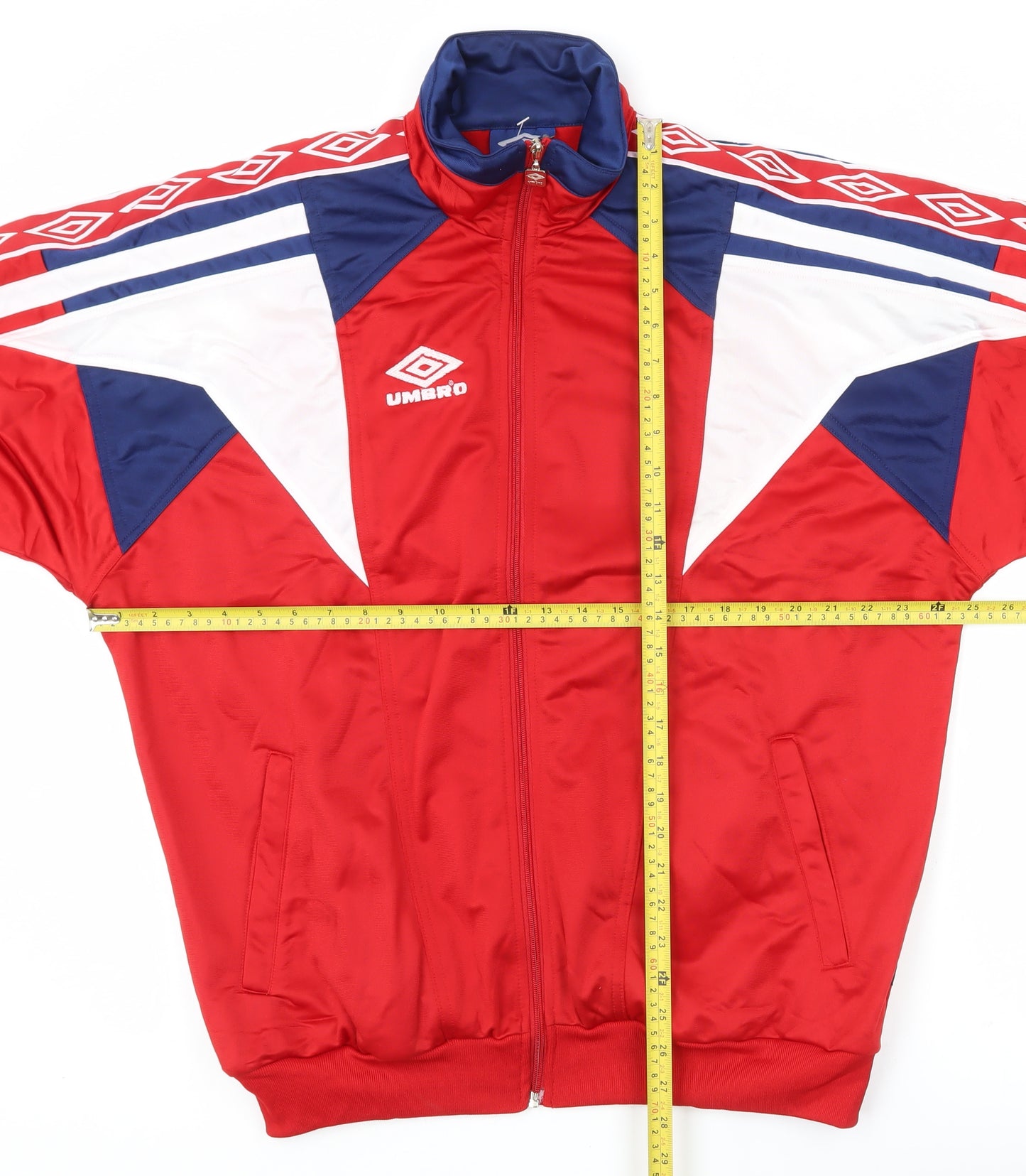 Umbro Men's Red Track Jacket L Football Colourblock Polyester