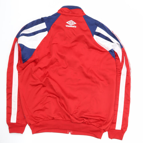Umbro Men's Red Track Jacket L Football Colourblock Polyester