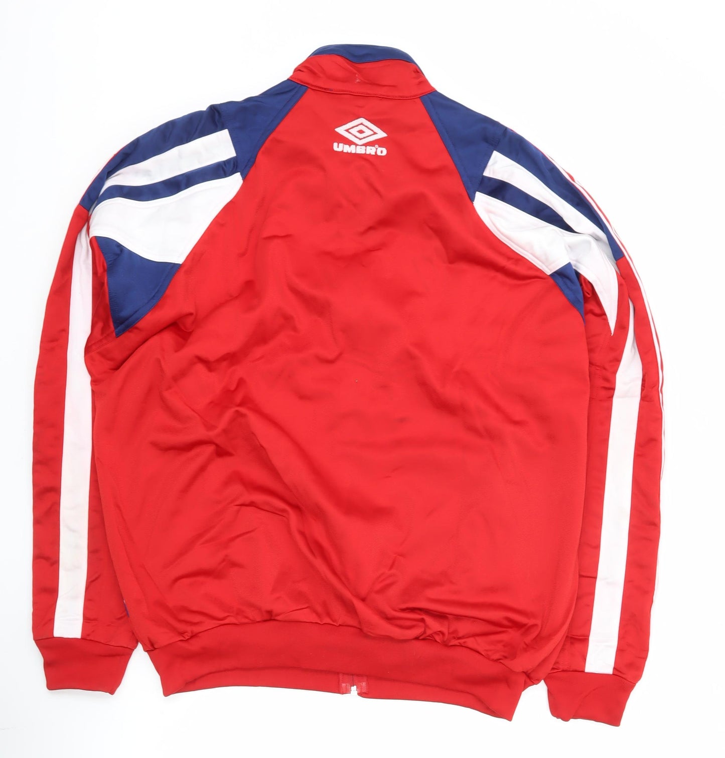 Umbro Men's Red Track Jacket L Football Colourblock Polyester