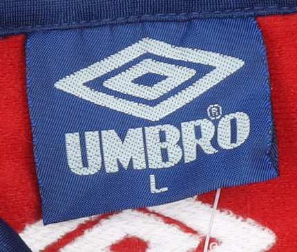 Umbro Men's Red Track Jacket L Football Colourblock Polyester