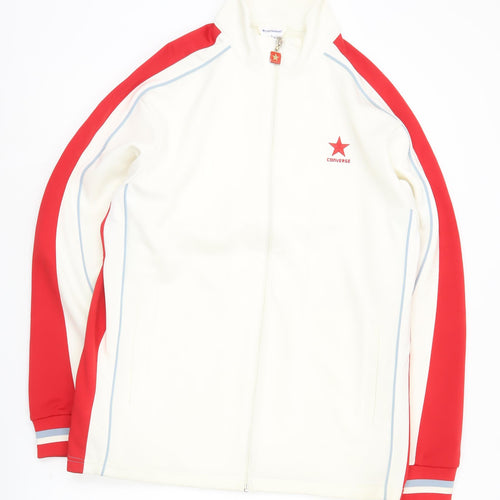 Converse Men's White Red M Track Jacket Full Zip Colourblock Sportswear