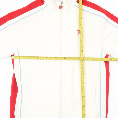 Converse Men's White Red M Track Jacket Full Zip Colourblock Sportswear