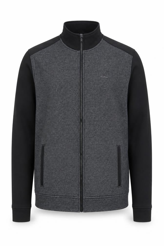 Front view of Calvin Klein Men’s Grey Track Jacket S Regular Fit Full Zip Athleisure