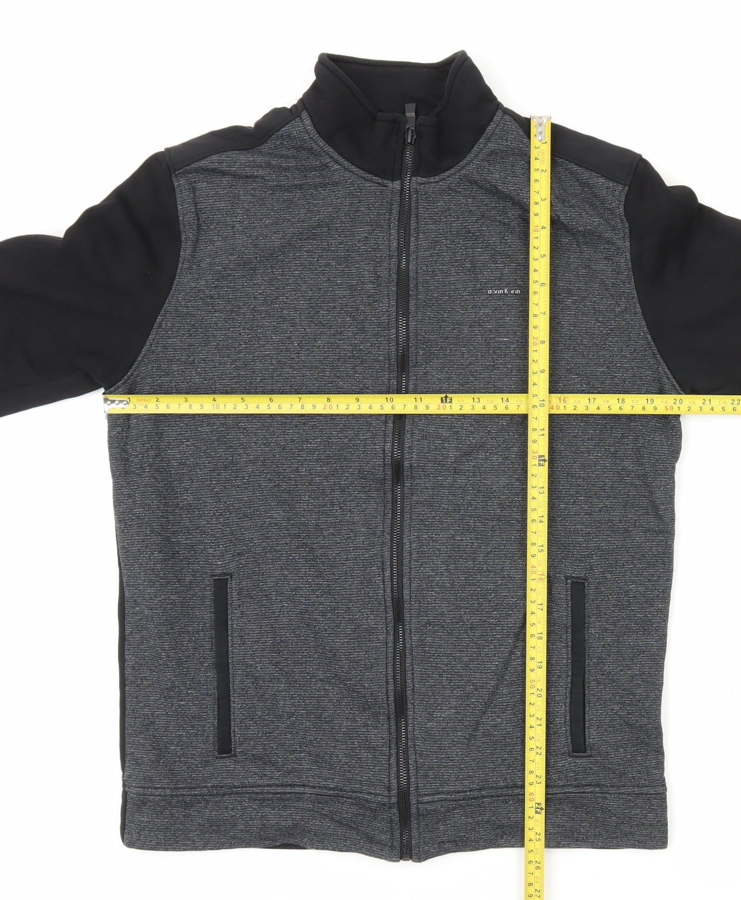 Calvin Klein Men’s Grey Track Jacket S Regular Fit Full Zip Athleisure