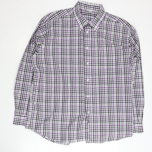Damart Men's Multicoloured Check XL Long Sleeve Button-Up Shirt