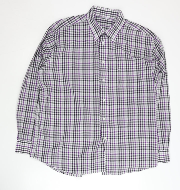 Damart Men's Multicoloured Check XL Long Sleeve Button-Up Shirt