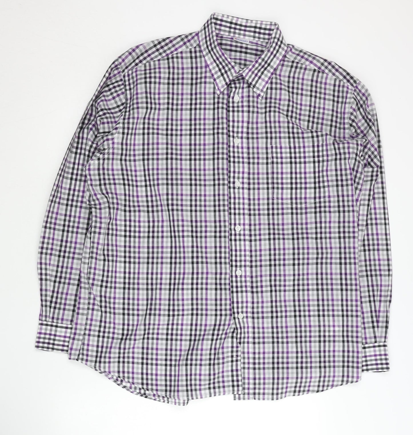 Damart Men's Multicoloured Check XL Long Sleeve Button-Up Shirt