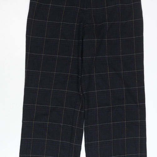 H&M Women’s Black Check Straight Leg Trousers UK 12 Mid Rise