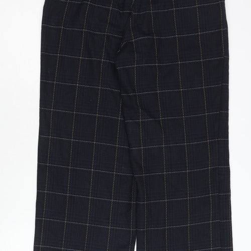 H&M Women’s Black Check Straight Leg Trousers UK 12 Mid Rise
