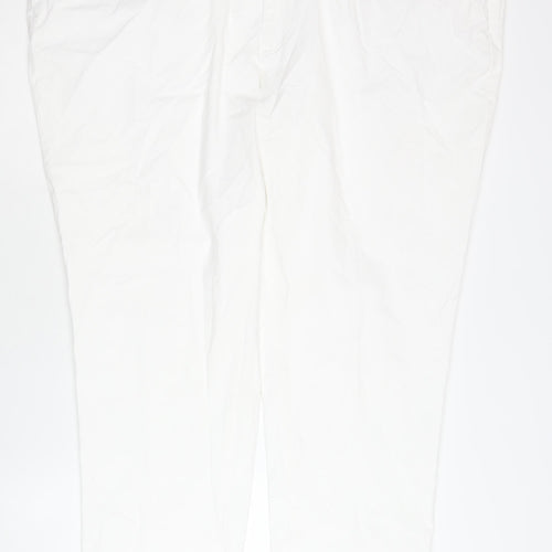 Brook Taverner Women's White Chino Trousers UK 20 Straight Leg Stretch