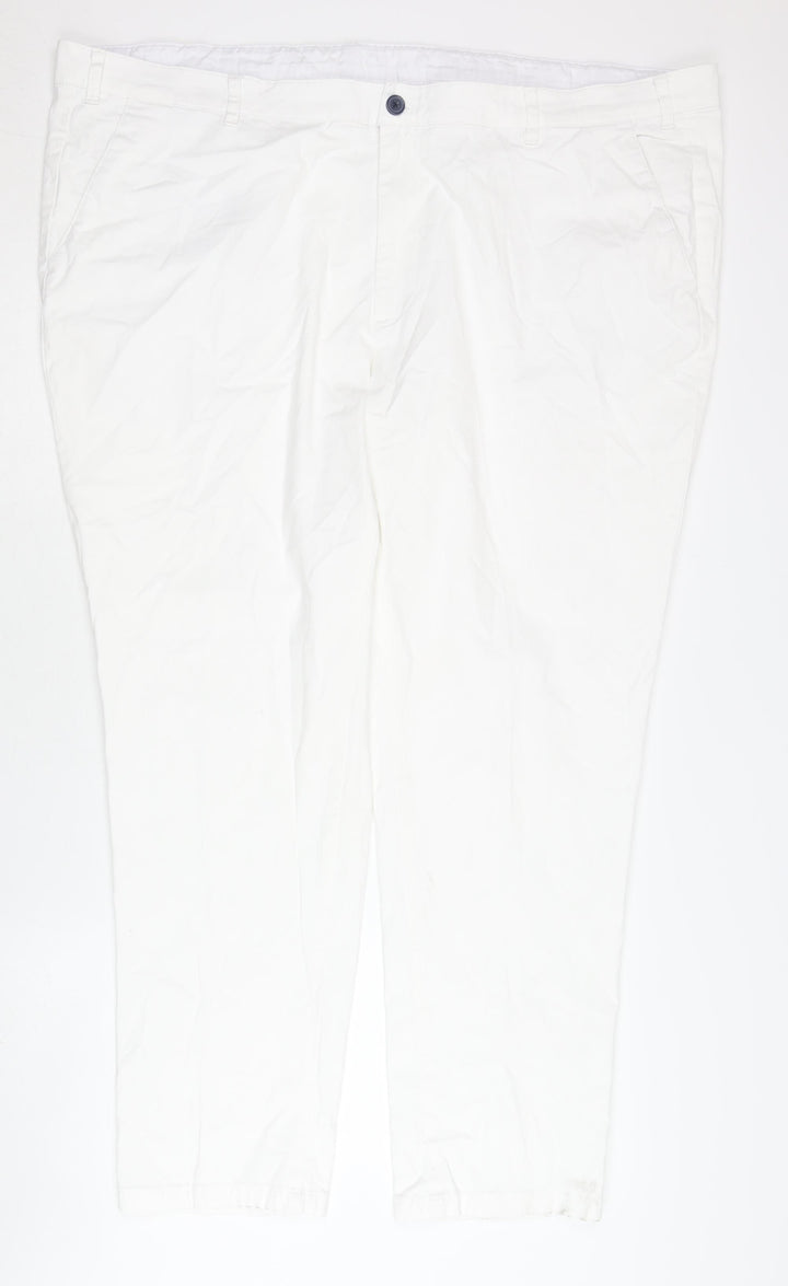Brook Taverner Women's White Chino Trousers UK 20 Straight Leg Stretch