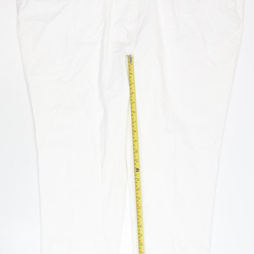 Brook Taverner Women's White Chino Trousers UK 20 Straight Leg Stretch
