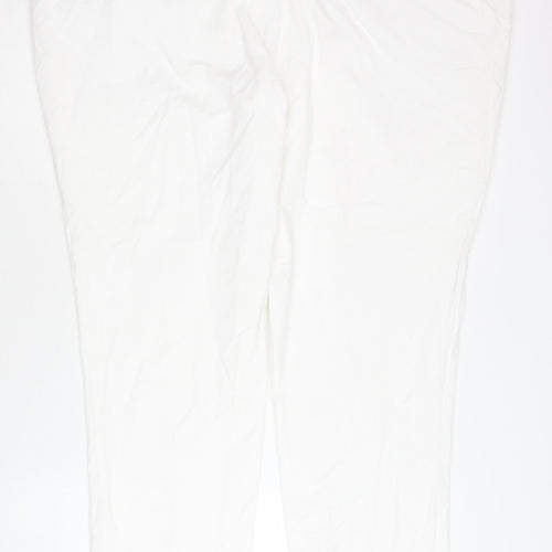 Brook Taverner Women's White Chino Trousers UK 20 Straight Leg Stretch