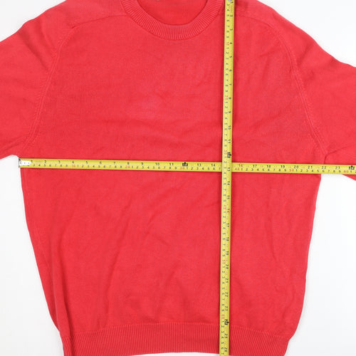 Marks and Spencer Men’s Red Cotton Crew Neck Jumper Size M Vintage
