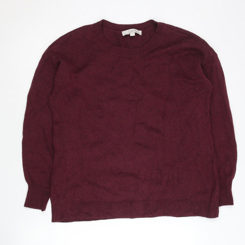 LOFT Women's Red Crew Neck Pullover Jumper Size M Cotton Blend