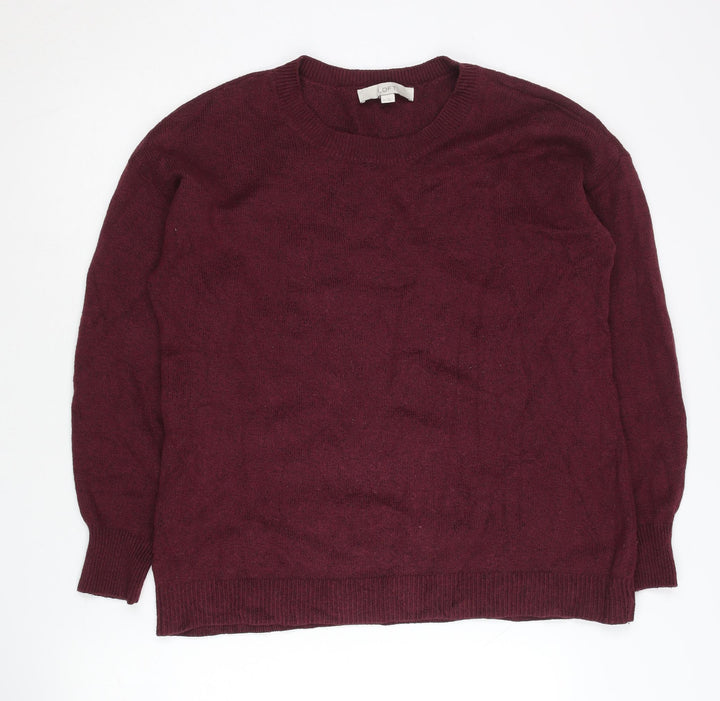 LOFT Women's Red Crew Neck Pullover Jumper Size M Cotton Blend