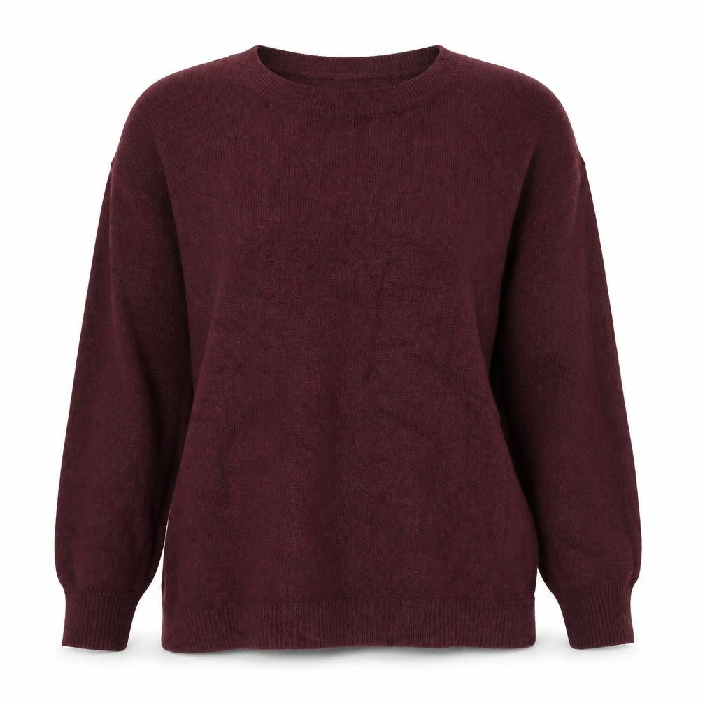 Front view of LOFT Women's Red Crew Neck jumper, size M, Cotton Blend