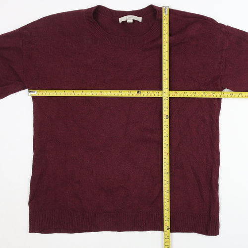LOFT Women's Red Crew Neck Pullover Jumper Size M Cotton Blend
