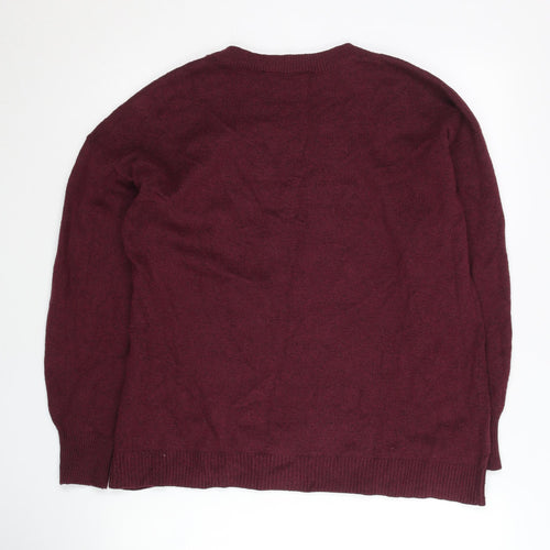 LOFT Women's Red Crew Neck Pullover Jumper Size M Cotton Blend