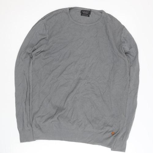 Zara Man Men's Grey Cotton Crew Neck Pullover Jumper M