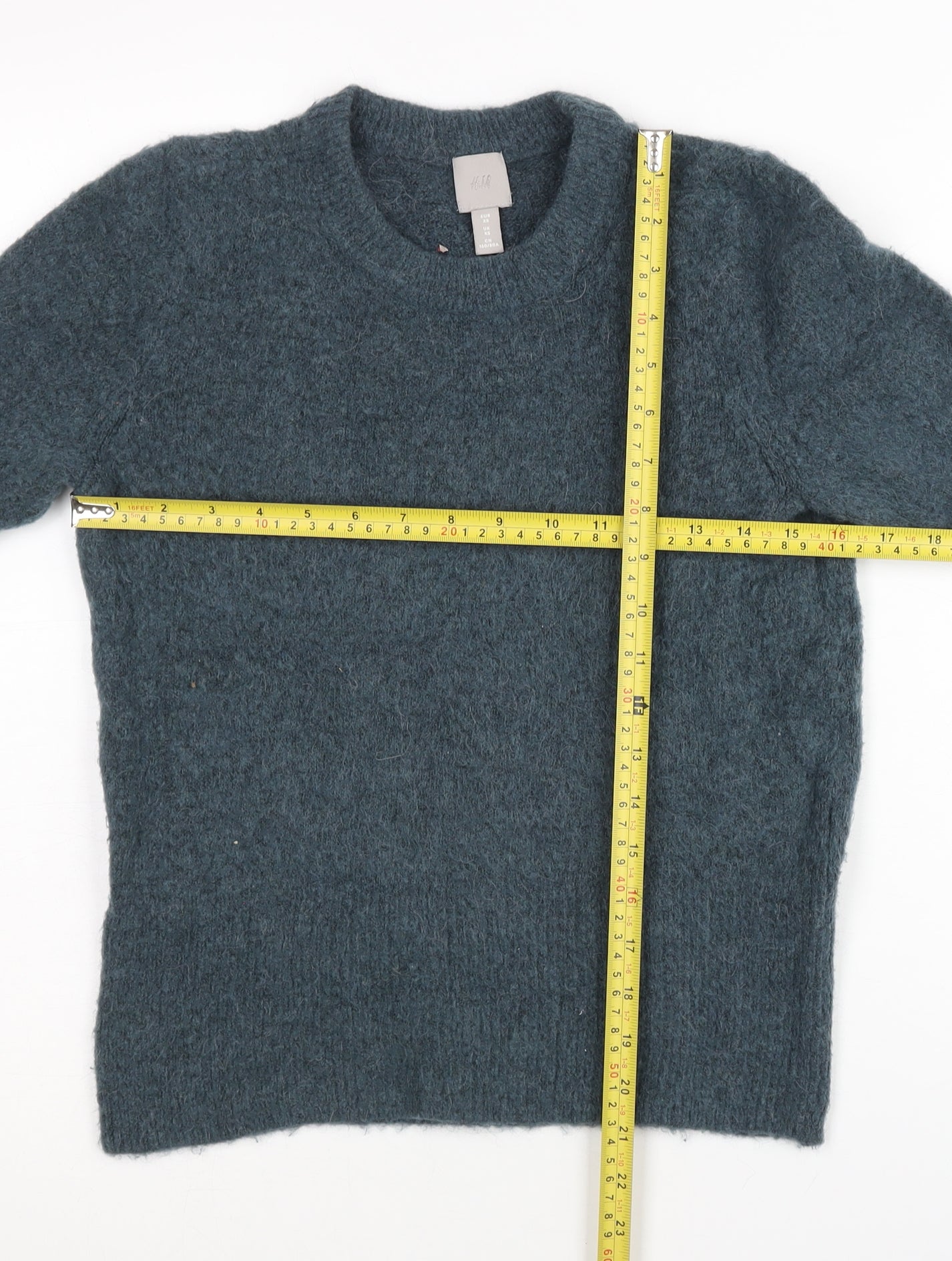 H&M Women Blue XS Crew Neck Long Sleeve Knit Pullover Jumper