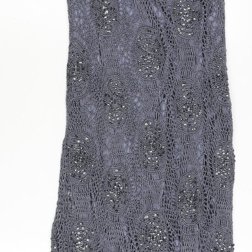 Nougat London Women’s Grey Beaded Crochet Slip Dress Size 12