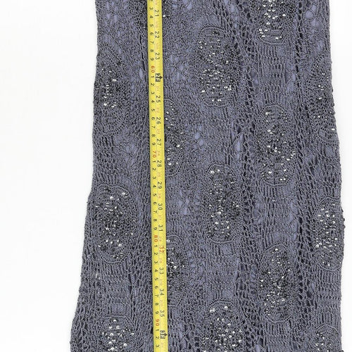 Nougat London Women’s Grey Beaded Crochet Slip Dress Size 12