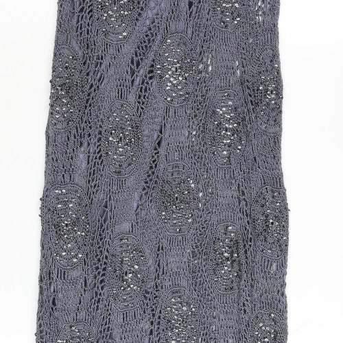 Nougat London Women’s Grey Beaded Crochet Slip Dress Size 12