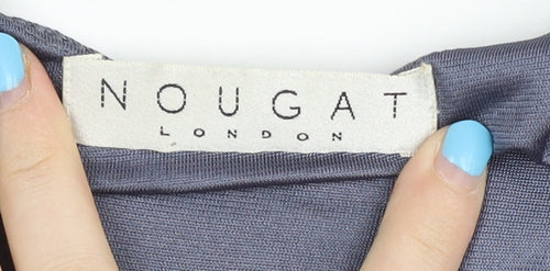 Nougat London Women’s Grey Beaded Crochet Slip Dress Size 12