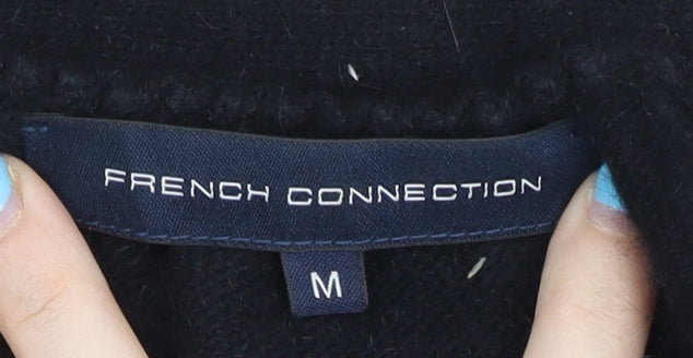 French Connection Women's Black M Cardigan Angora Blend