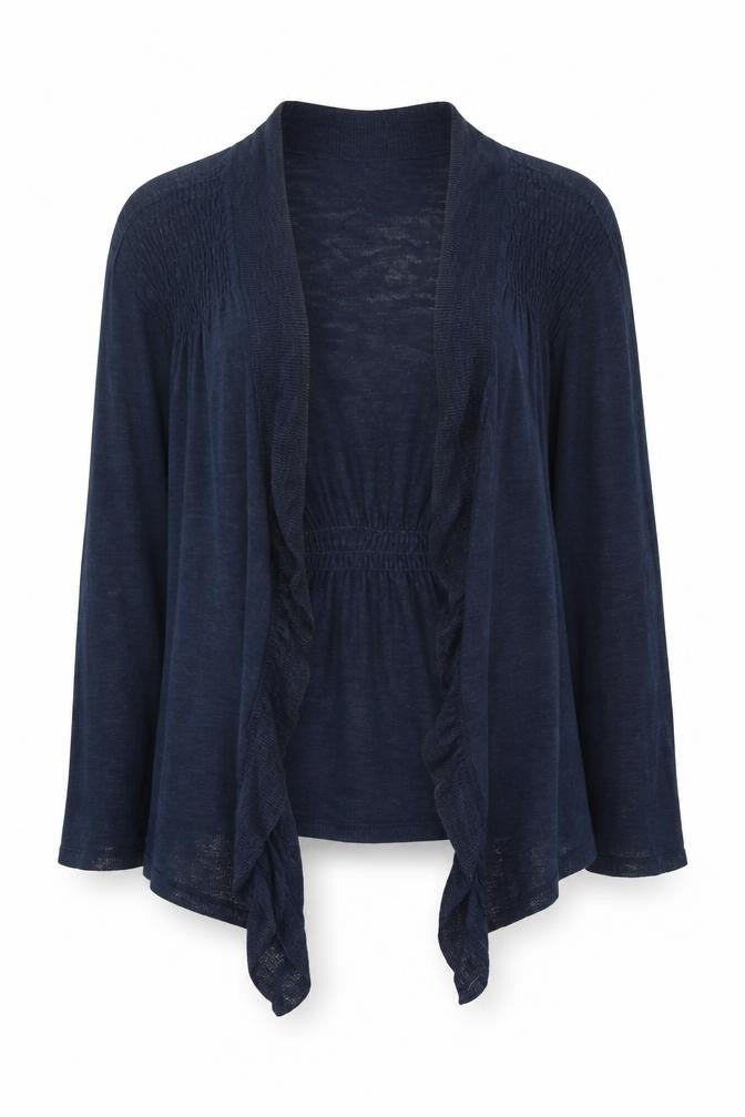 Front view of RJR.John Rocha Women's Blue, size 12, Open Front Cardigan Knit Lightweight