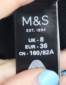 Marks and Spencer Women's Black Roll Neck Merino Wool Jumper Size 8