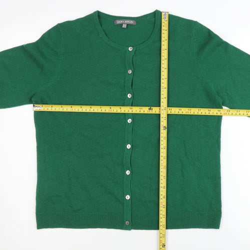 Laura Ashley Women's Green Wool Blend Cardigan Size 14