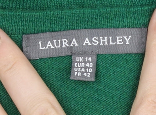 Laura Ashley Women's Green Wool Blend Cardigan Size 14