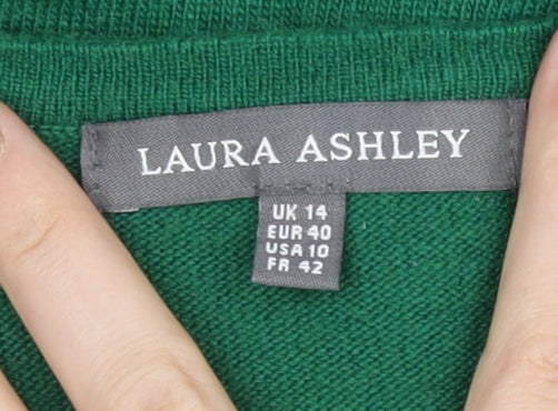 Laura Ashley Women's Green Wool Blend Cardigan Size 14